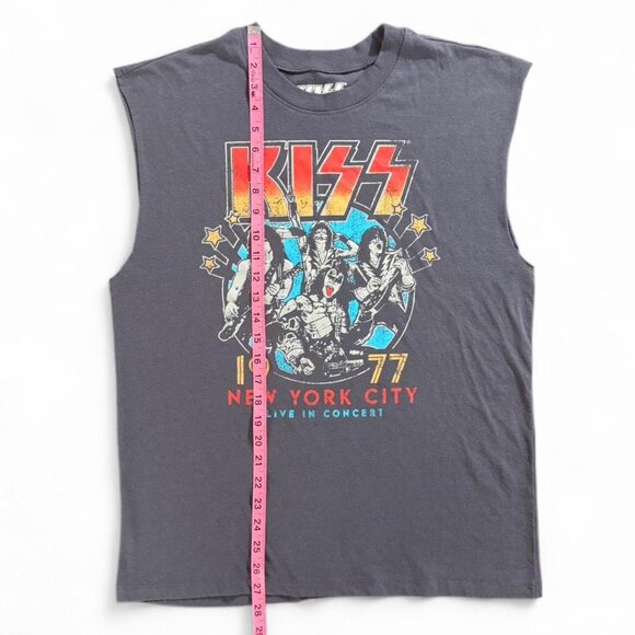 KISS Grey Graphic Sleeveless Crew Neck Oversized Relaxed Fit Tee T-Shirt Tank S - Picture 4 of 6